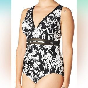 Tommy Hilfiger swimsuit Floral One Piece with Mesh panel insert - Blue - 10